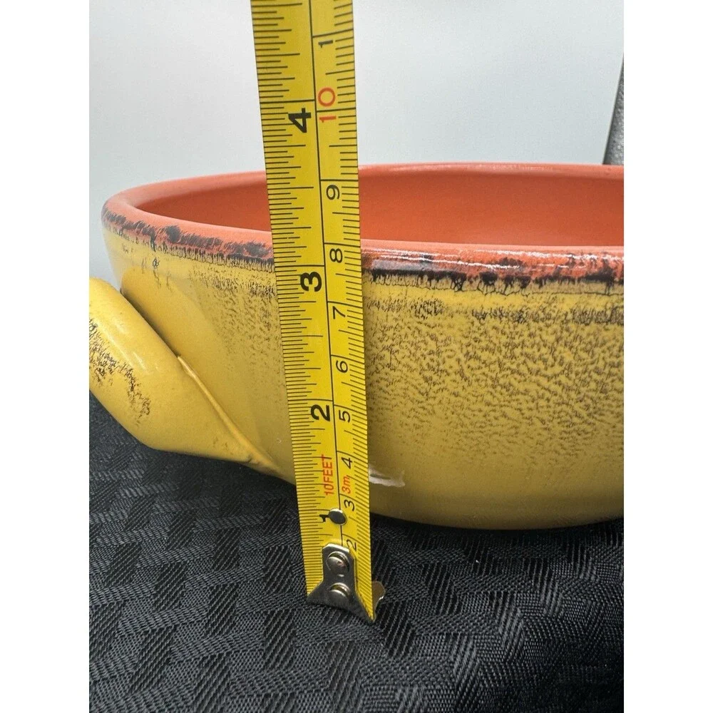 DeSilva Pottery Bowl Made in Italy Yellow Orange 2 Handles.